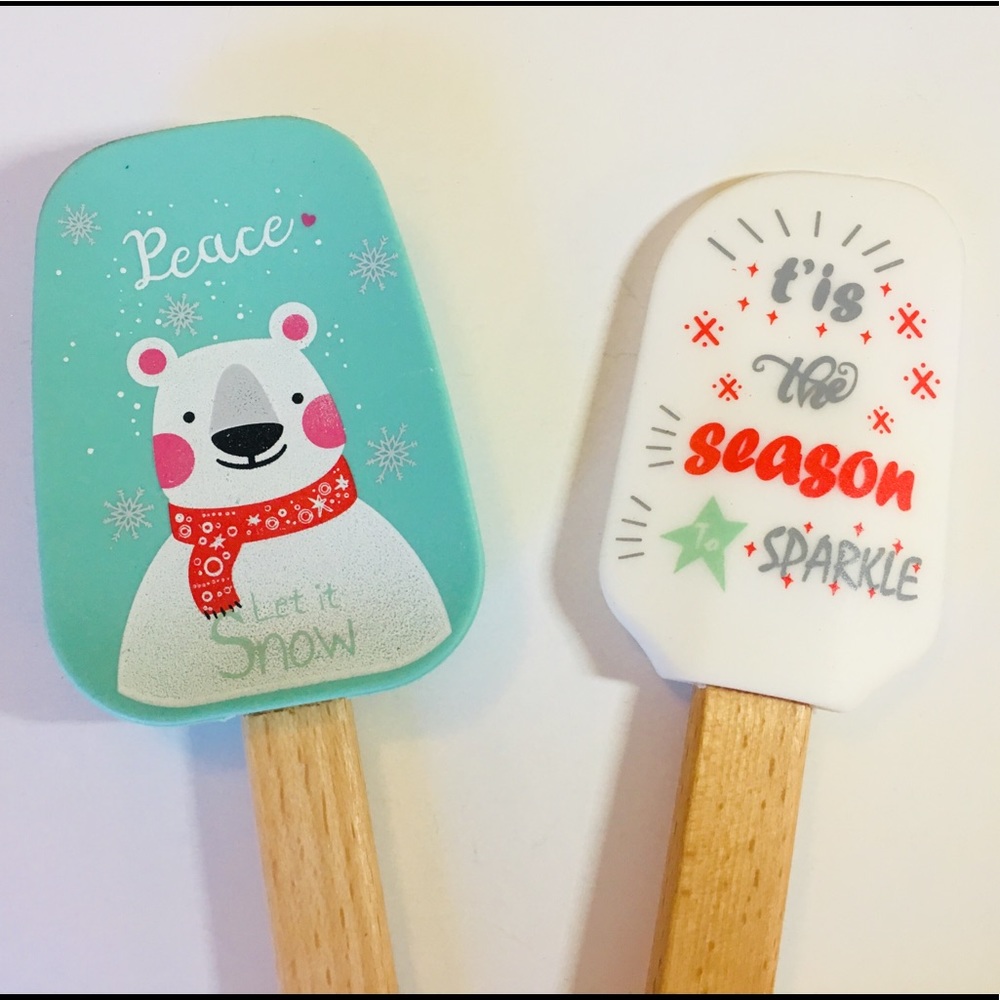 2 Xmas Polar Bear Let it Snow Spatula Spoonula